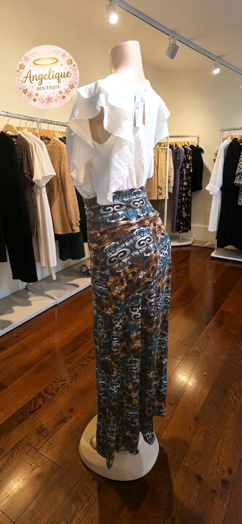 Falda Maxi Mosaico con Stretch – 65% Algodón / 35% Poliéster