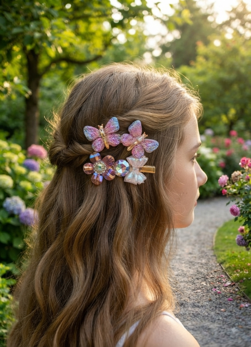 Butterfly Hair Pins Set of 2 – Glitter Bobby Pins for Girls