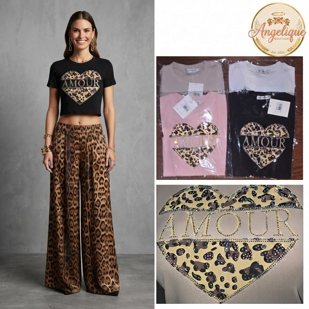 Women's Amour Graphic Crop Top – Love Print Style