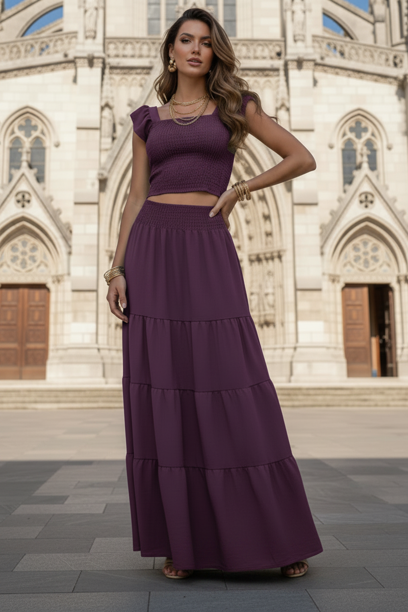 Set de Falda de Dos Piezas con Elástico Ancho en la Cintura | S/M y L/XL