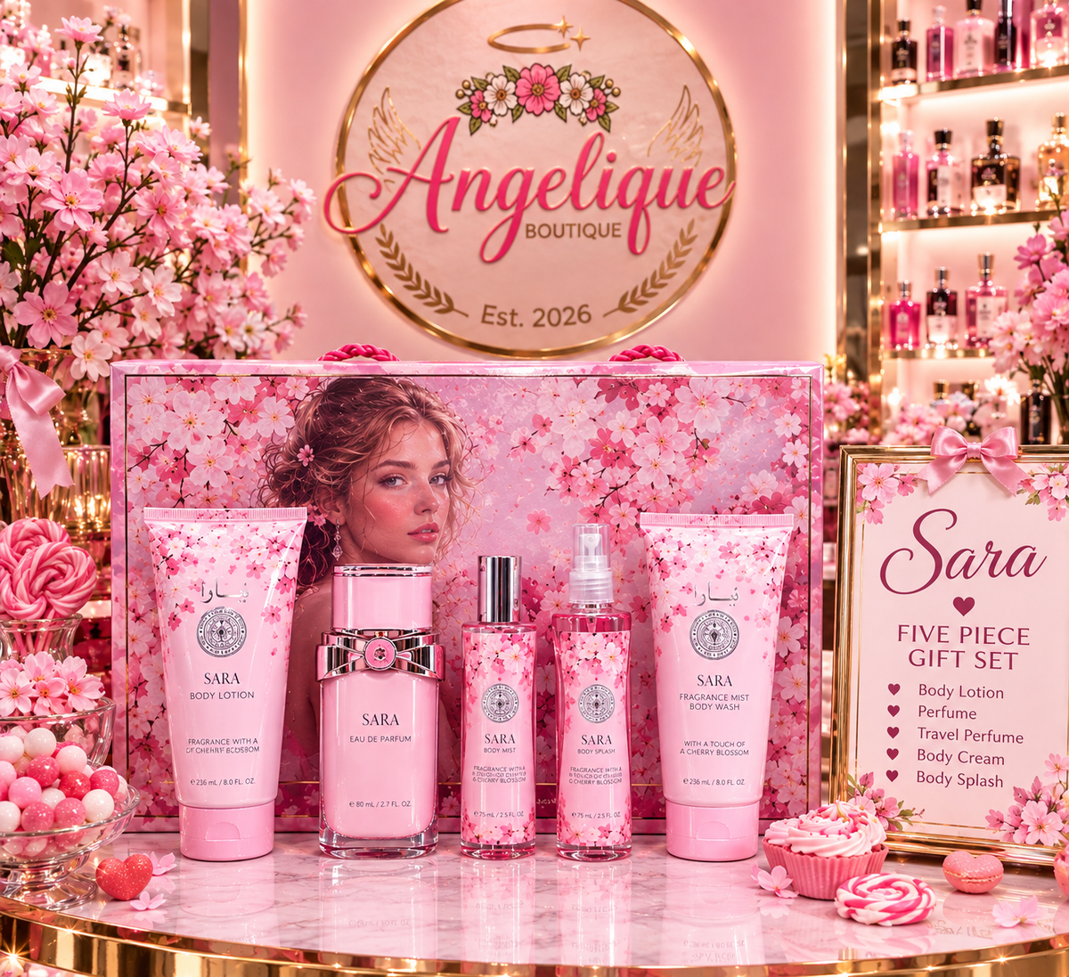 Sara 5-Piece Perfume Gift Set for Women - Angelique Boutique