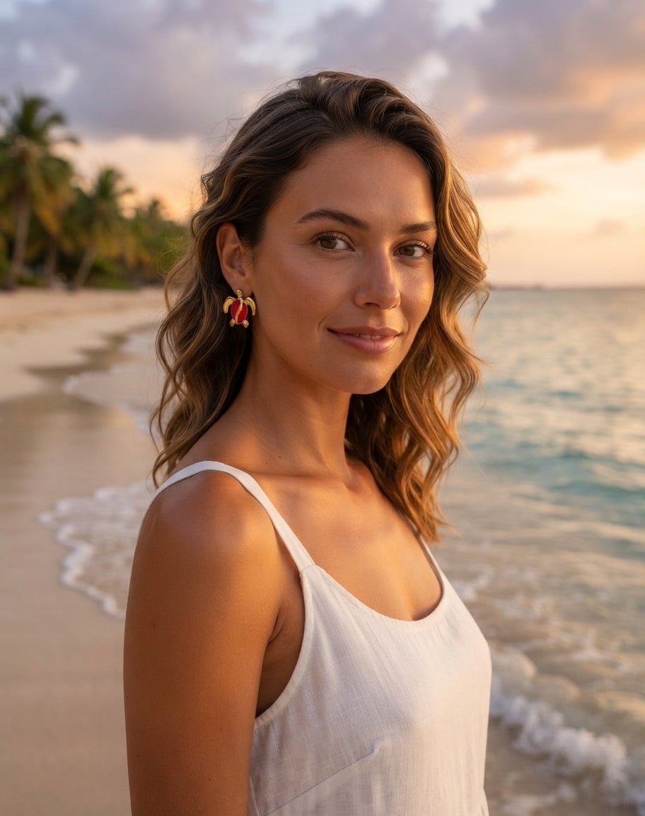Sea Turtle Stud Earrings – Colorful Enamel Stainless Steel - Angelique Boutique