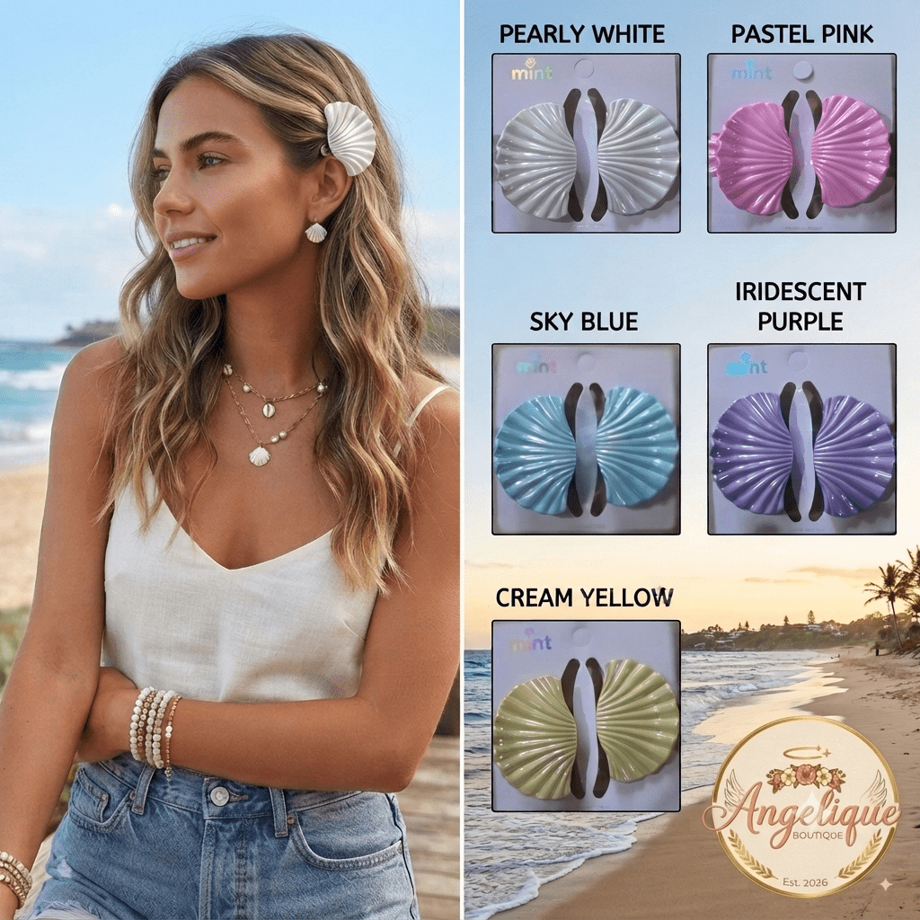 Seashell Hair Clip Set of 2 – Pastel Colors - Angelique Boutique