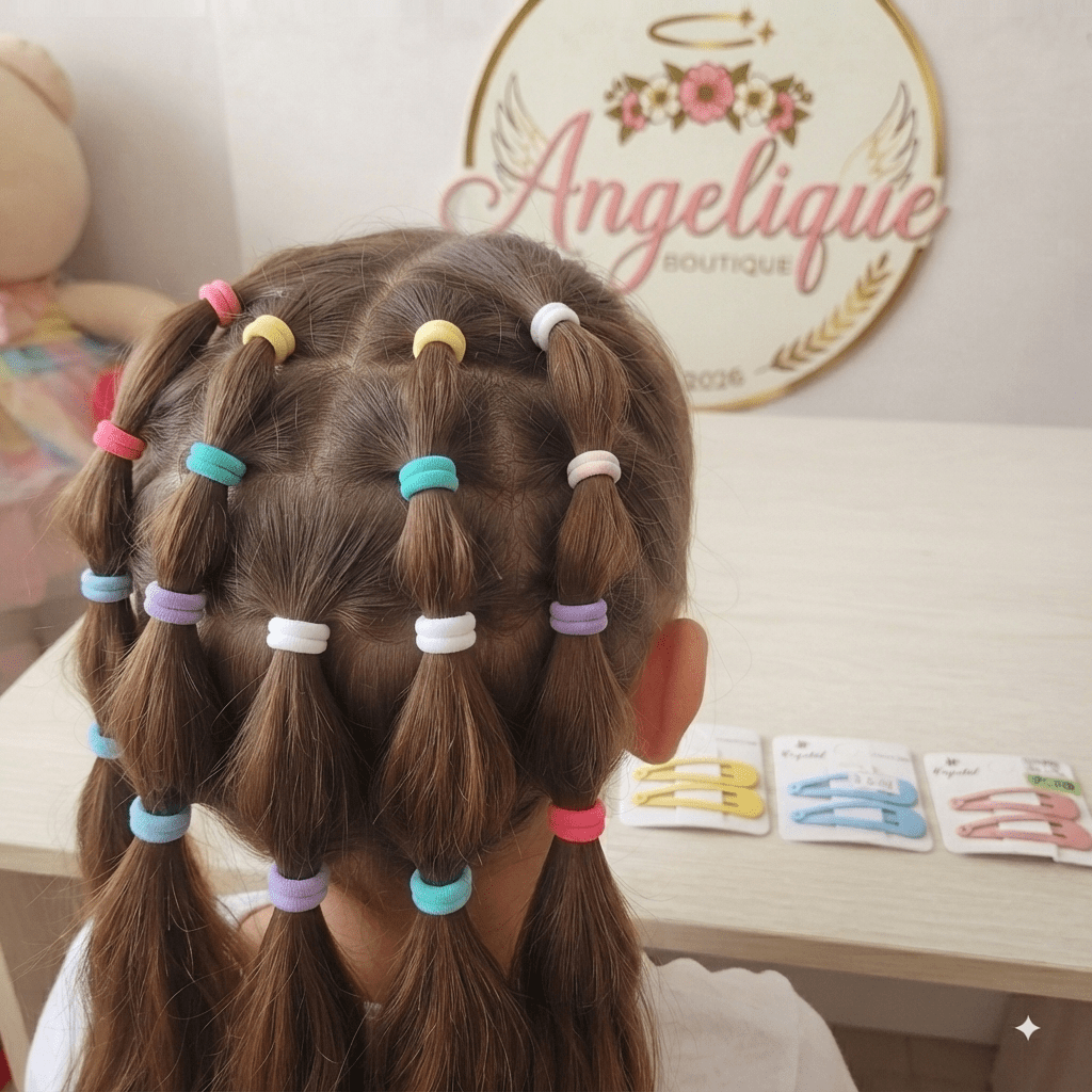 Set of 10 Hair Ties & 2 Pins – Multicolor Pack for Women - Angelique Boutique