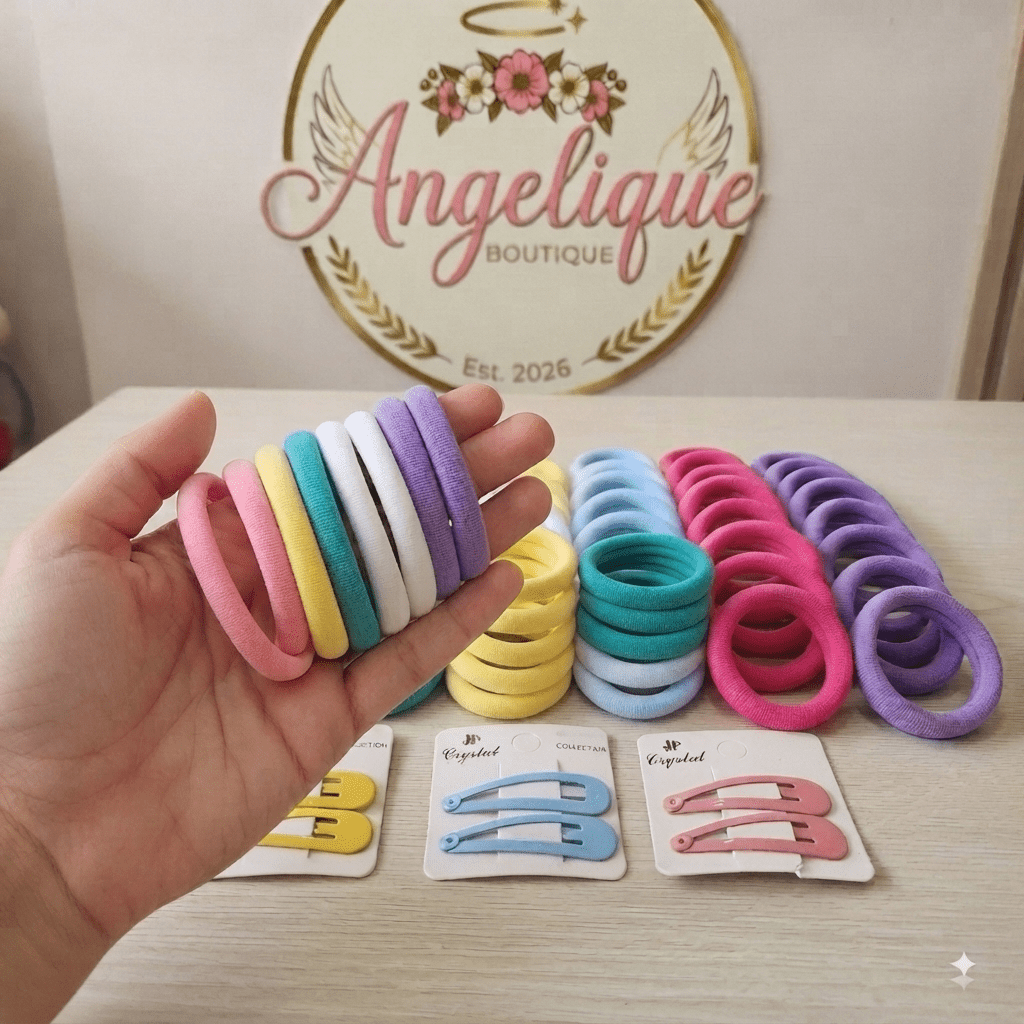Set of 10 Hair Ties & 2 Pins – Multicolor Pack for Women - Angelique Boutique