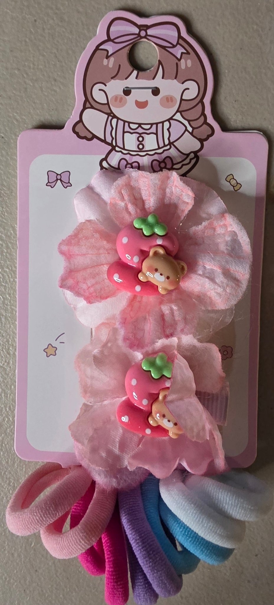 Set of 2 Hair Bows + 10 Hair Ties for Girls - Angelique Boutique
