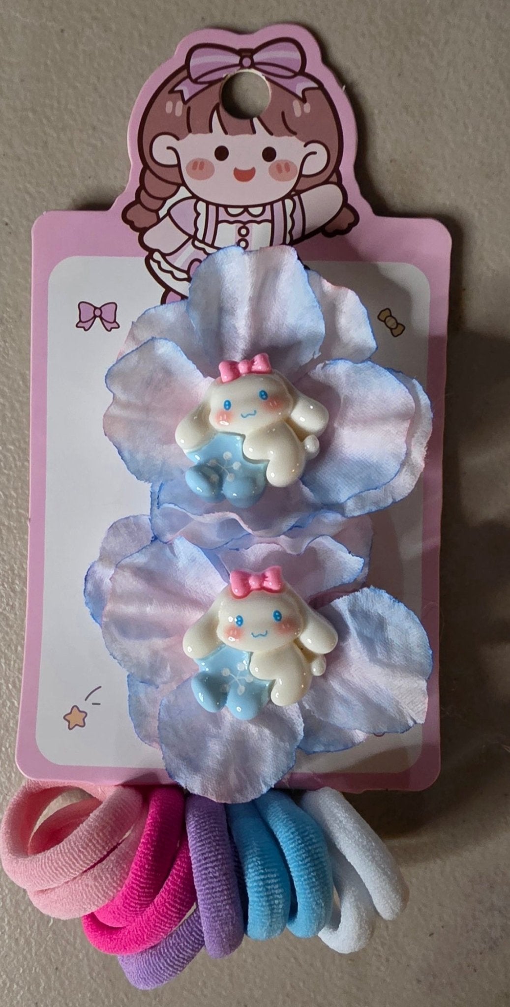 Set of 2 Hair Bows + 10 Hair Ties for Girls - Angelique Boutique