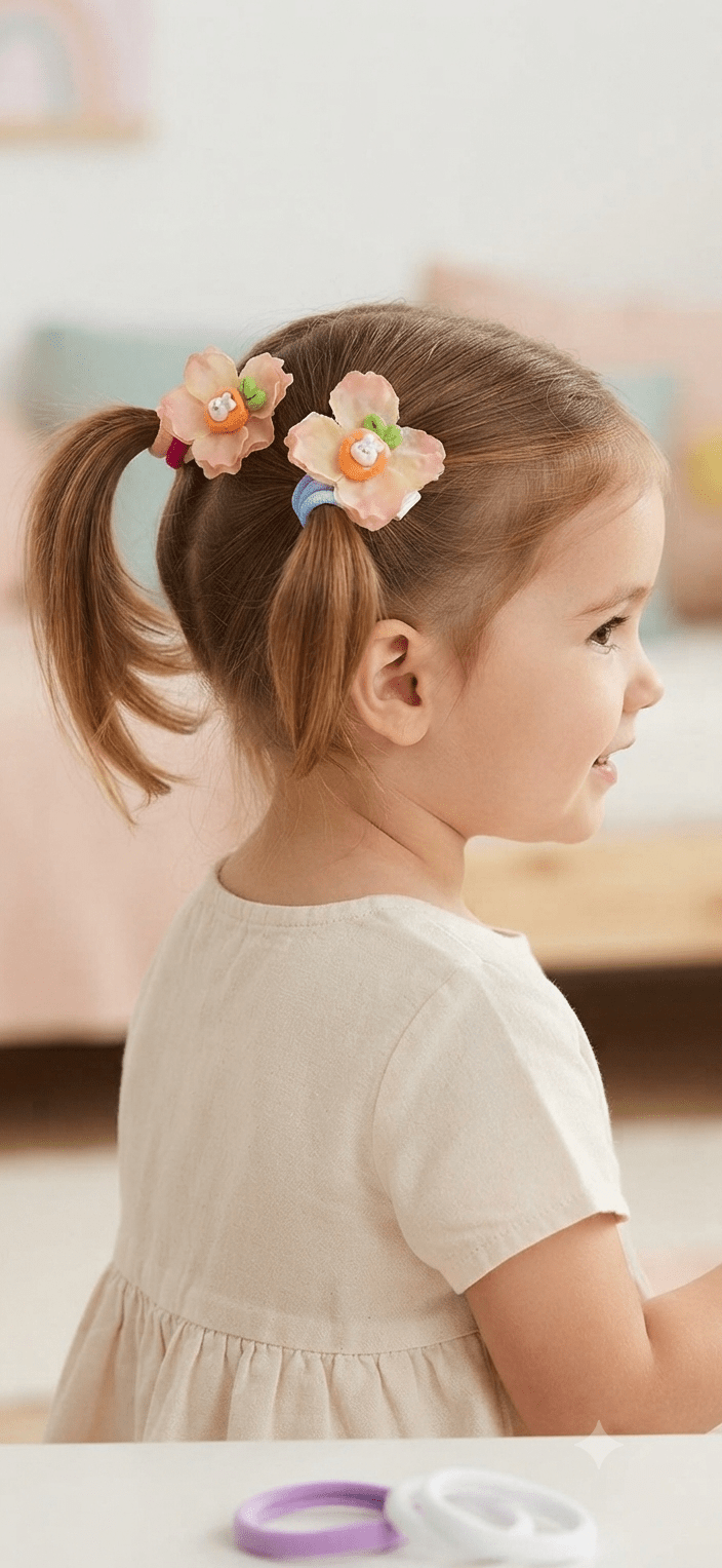 Set of 2 Hair Bows + 10 Hair Ties for Girls - Angelique Boutique