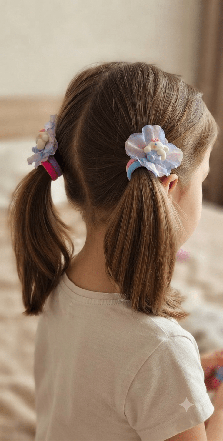 Set of 2 Hair Bows + 10 Hair Ties for Girls - Angelique Boutique