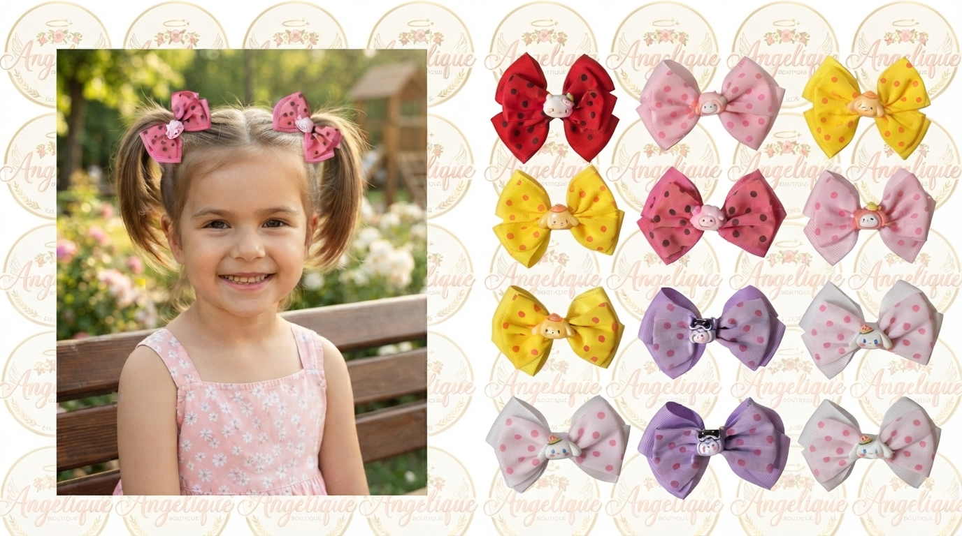 Set of 2 Hello Kitty & Friends Polka Dot Hair Bows - Angelique Boutique