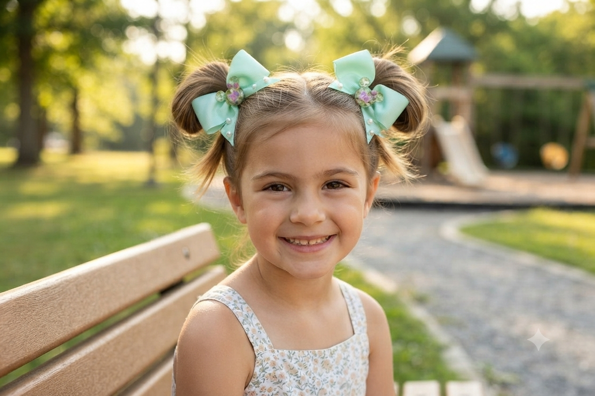Set of 2 Mickey Mouse Glitter & Pearl Hair Bows for Women - Angelique Boutique