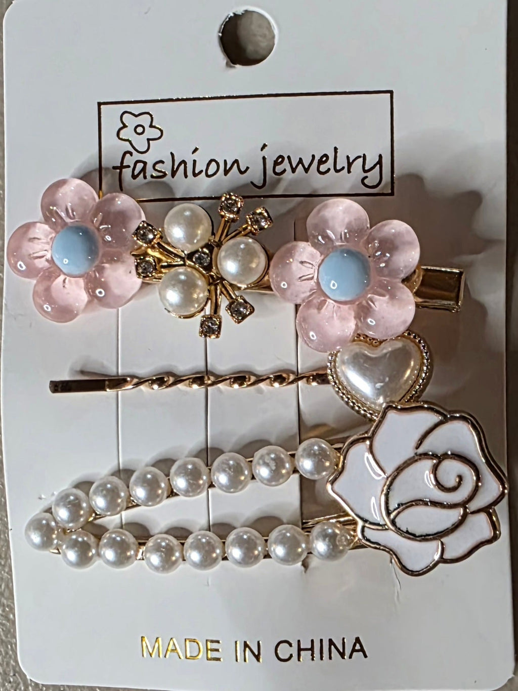 Set of 3 Floral Pearlescent Hair Pins | Purple, Pink, Blue, Yellow & Green - Angelique Boutique