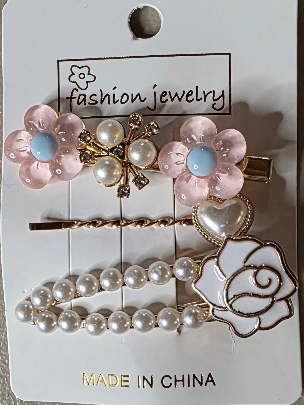 Set of 3 Floral Pearlescent Hair Pins | Purple, Pink, Blue, Yellow & Green - Angelique Boutique