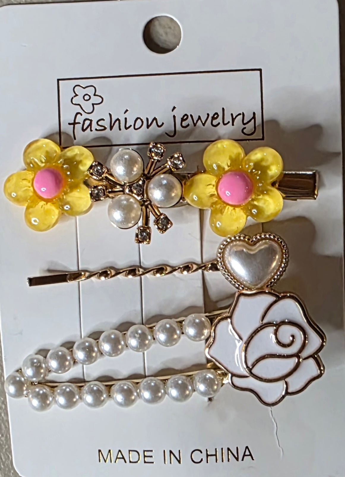 Set of 3 Floral Pearlescent Hair Pins | Purple, Pink, Blue, Yellow & Green - Angelique Boutique