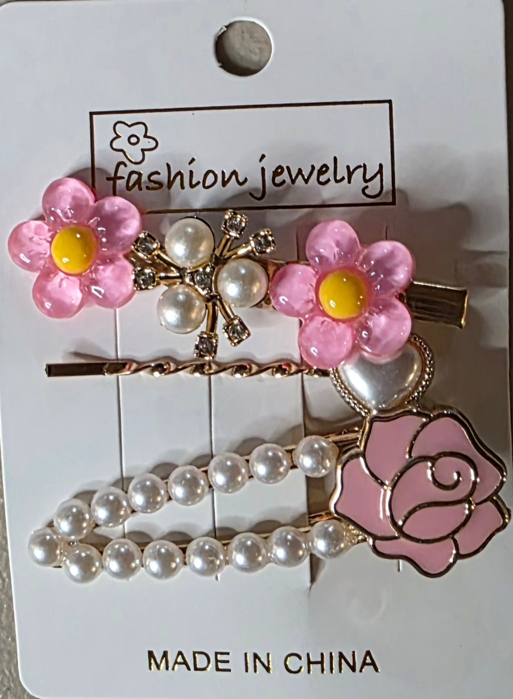 Set of 3 Floral Pearlescent Hair Pins | Purple, Pink, Blue, Yellow & Green - Angelique Boutique