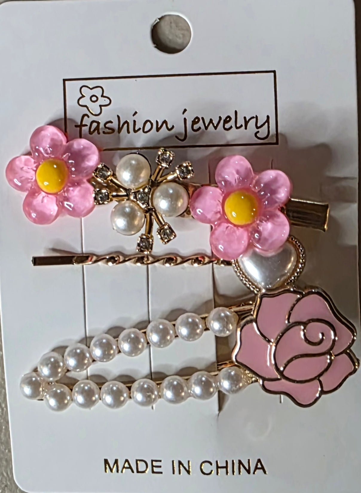 Set of 3 Floral Pearlescent Hair Pins | Purple, Pink, Blue, Yellow & Green - Angelique Boutique