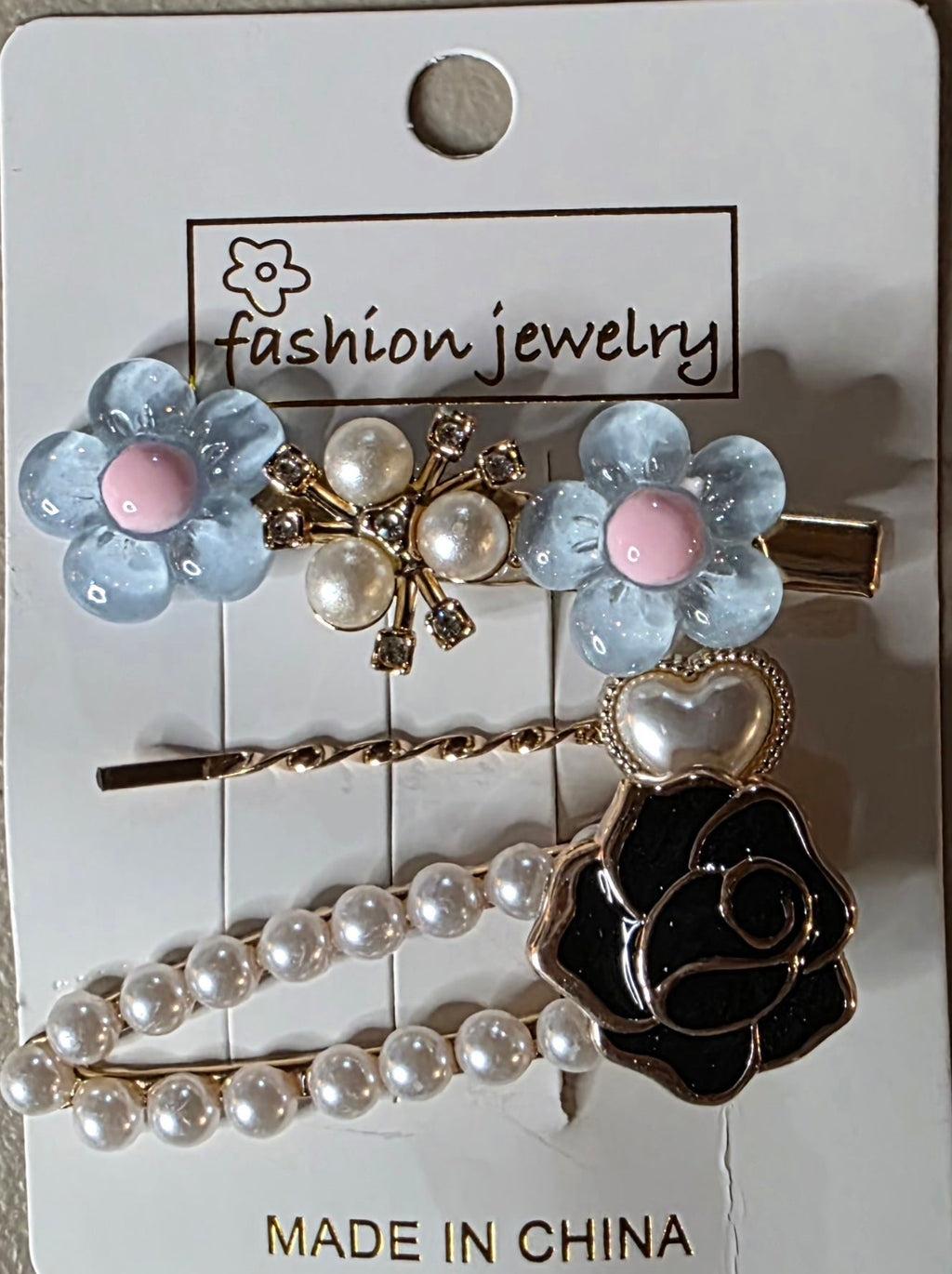 Set of 3 Floral Pearlescent Hair Pins | Purple, Pink, Blue, Yellow & Green - Angelique Boutique