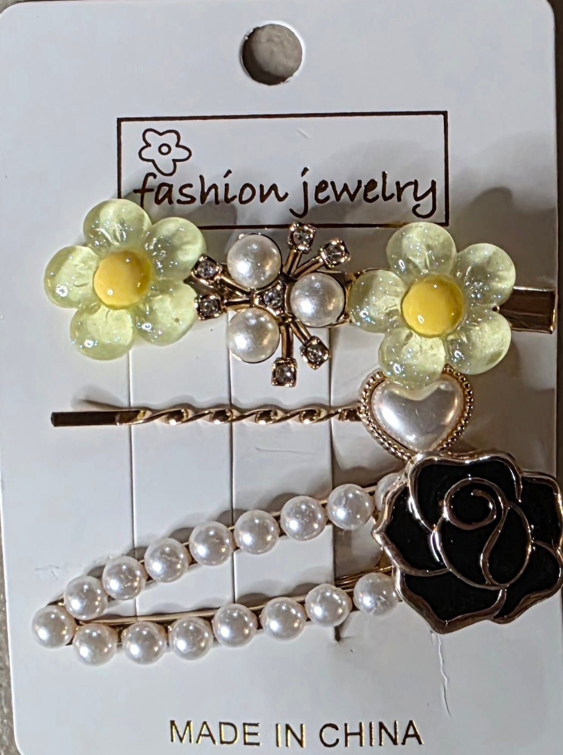 Set of 3 Floral Pearlescent Hair Pins | Purple, Pink, Blue, Yellow & Green - Angelique Boutique