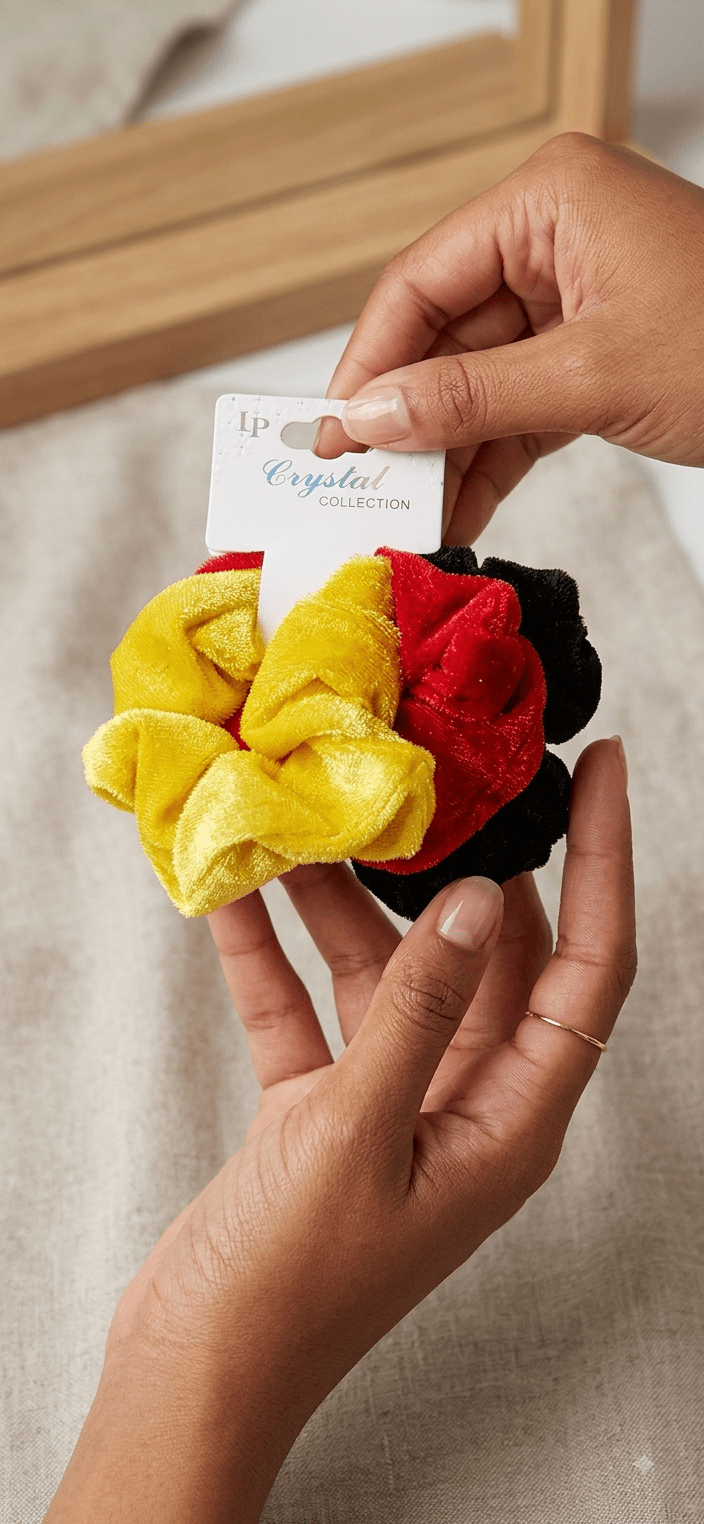 Set of 3 Scrunchies – Soft Elastic Hair Ties for Women - Angelique Boutique