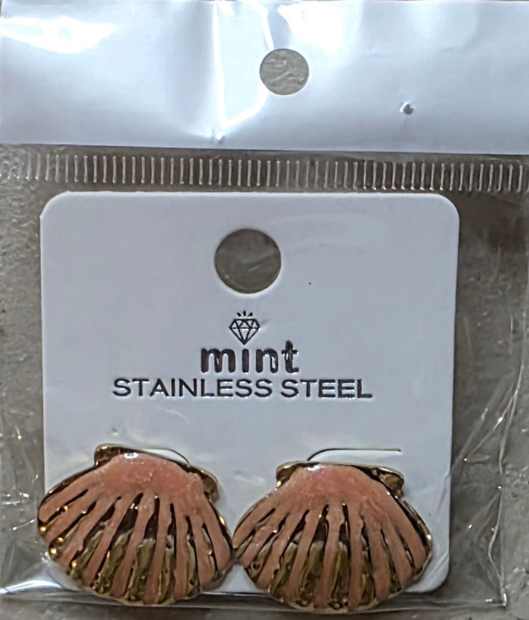 Shell Stainless Steel Earrings – Colorful Enamel Studs for Women - Angelique Boutique