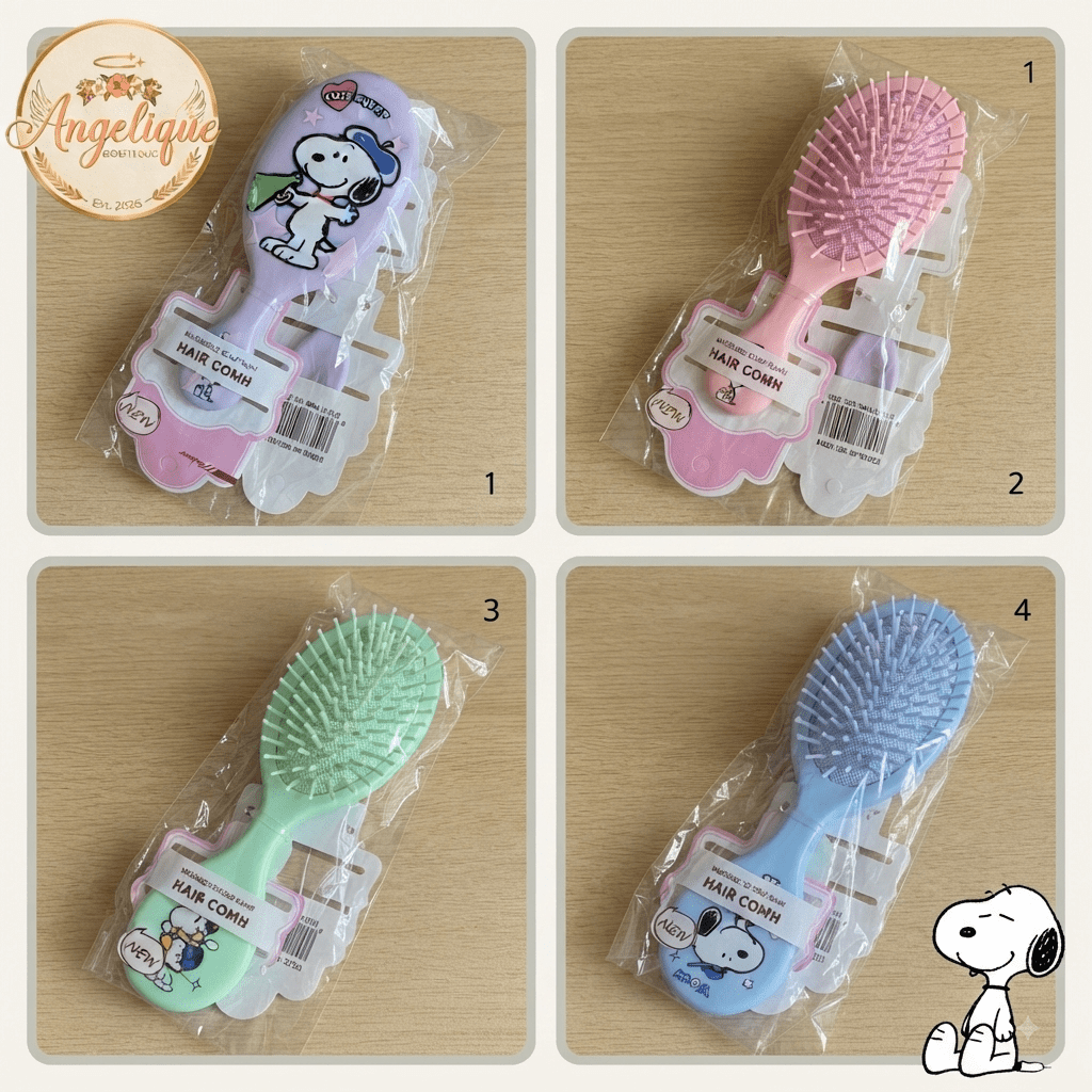 Snoopy Pastel Hair Brush & Scalp Massage Comb – 4 Colors - Angelique Boutique