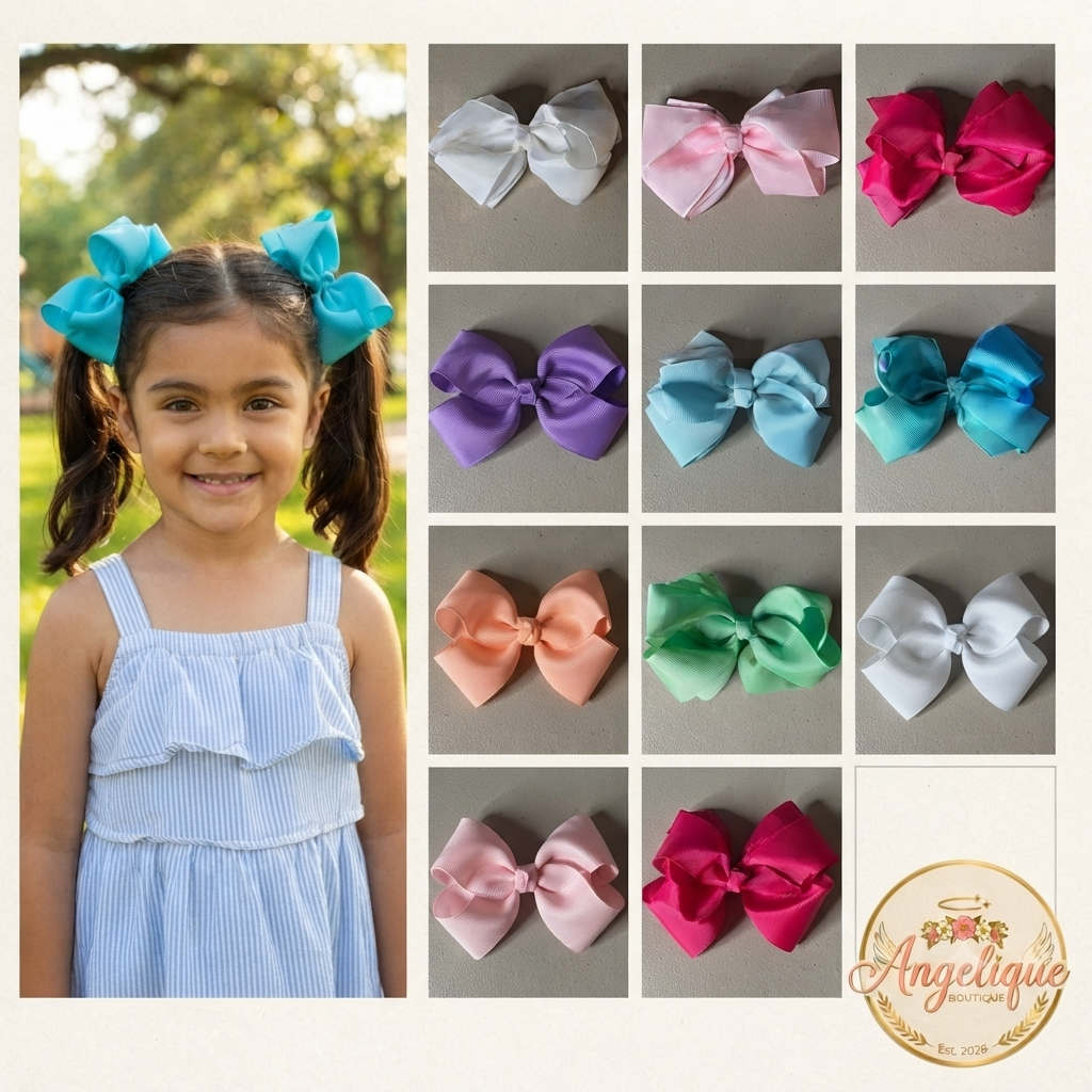 Solid Color Hair Bow Set of 2 for Women & Girls - Angelique Boutique