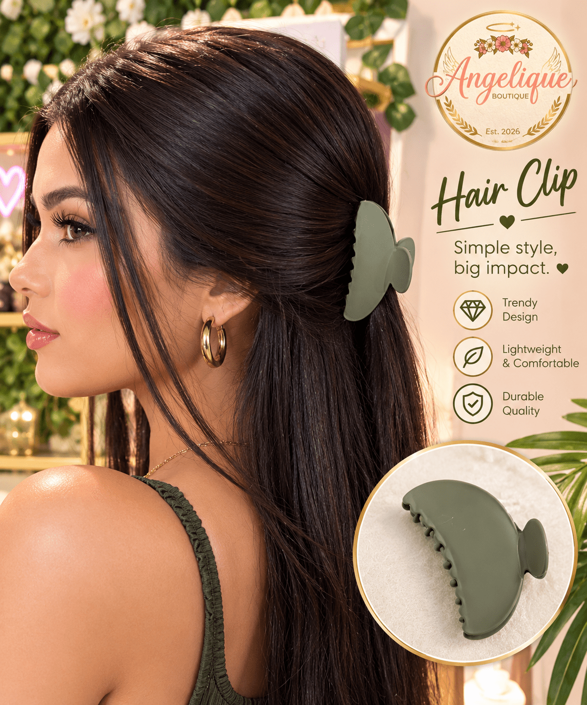 Solid Color Hair Clip | Six Color Options - Angelique Boutique