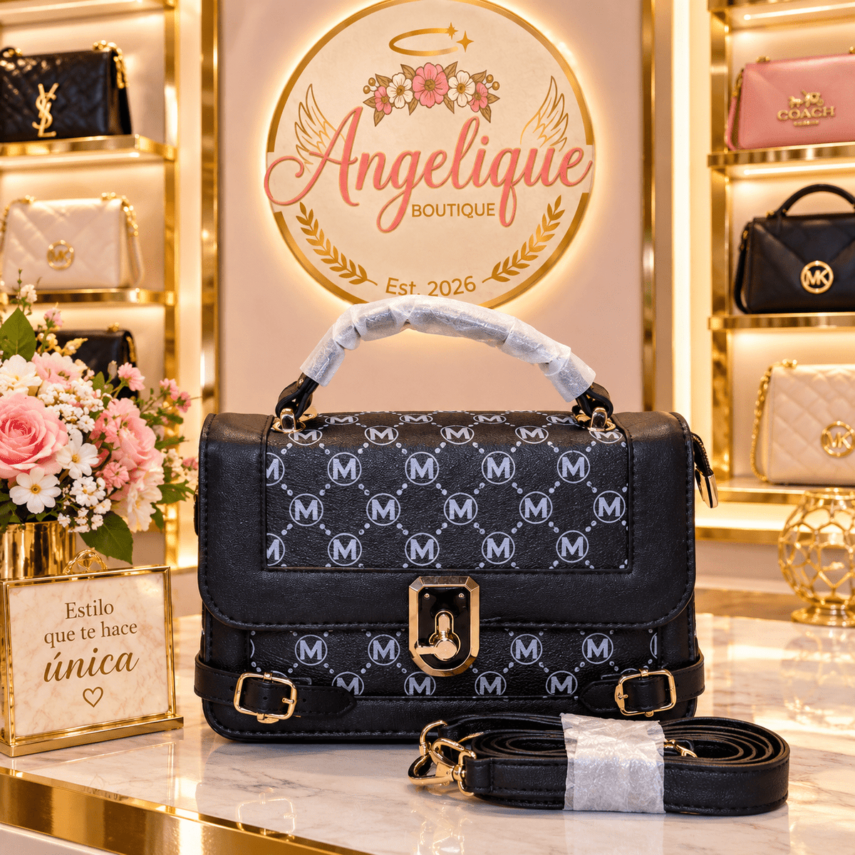 Spacious Multi-Compartment Crossbody Bag with Gold Hardware - Angelique Boutique
