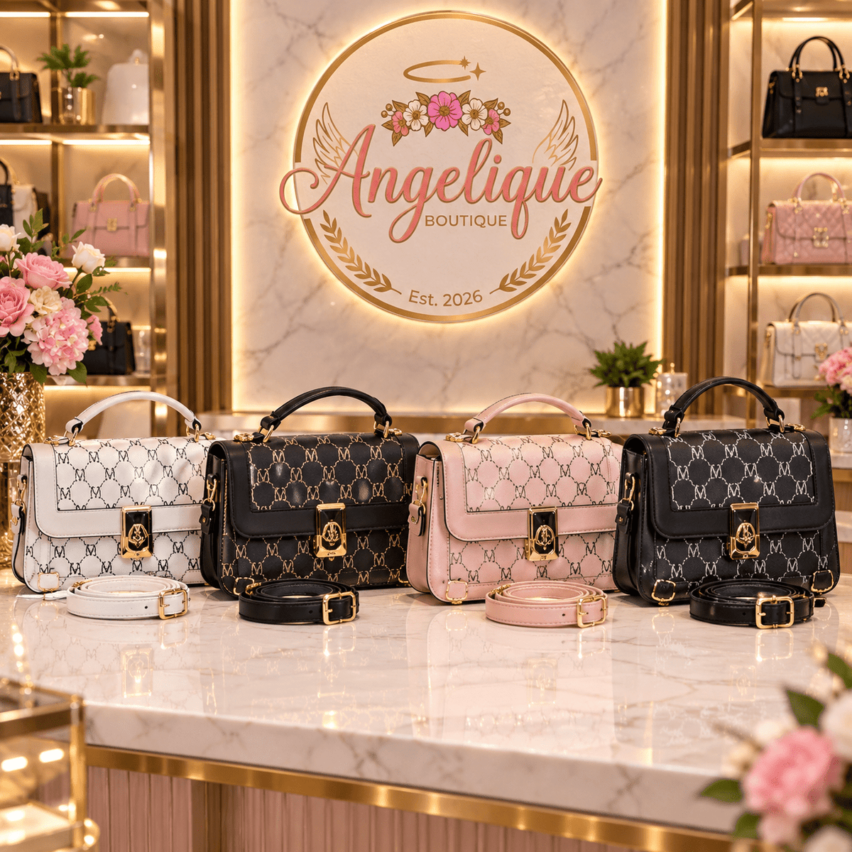 Spacious Multi-Compartment Crossbody Bag with Gold Hardware - Angelique Boutique