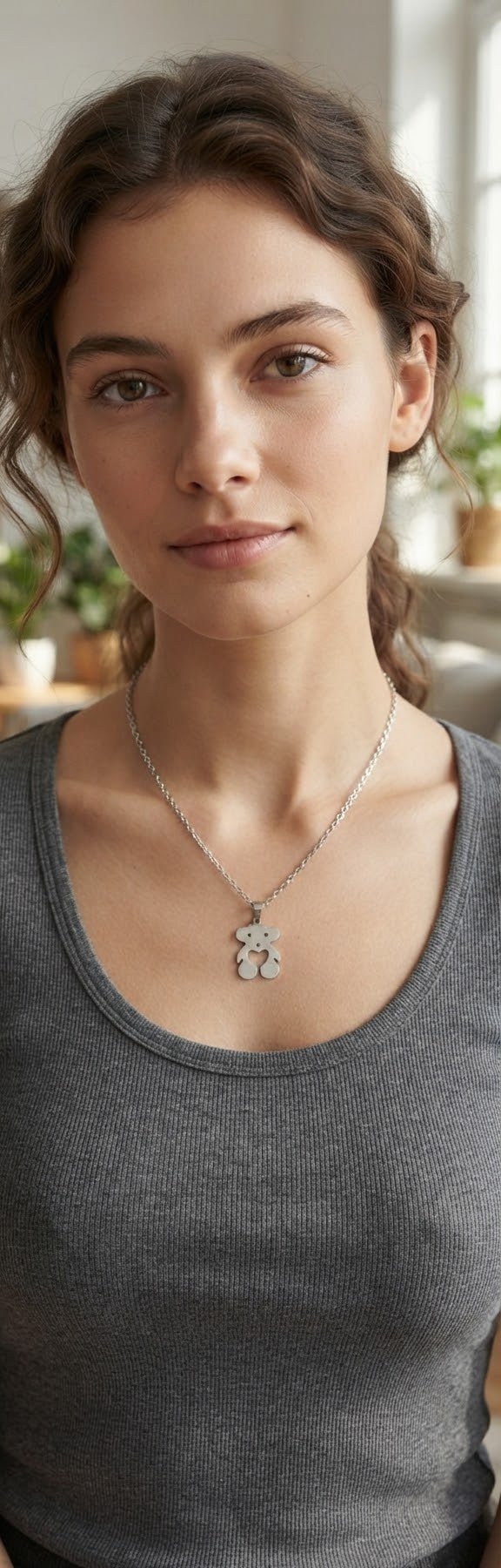 Stainless Steel Bear Charm Necklace – Gold & Silver - Angelique Boutique