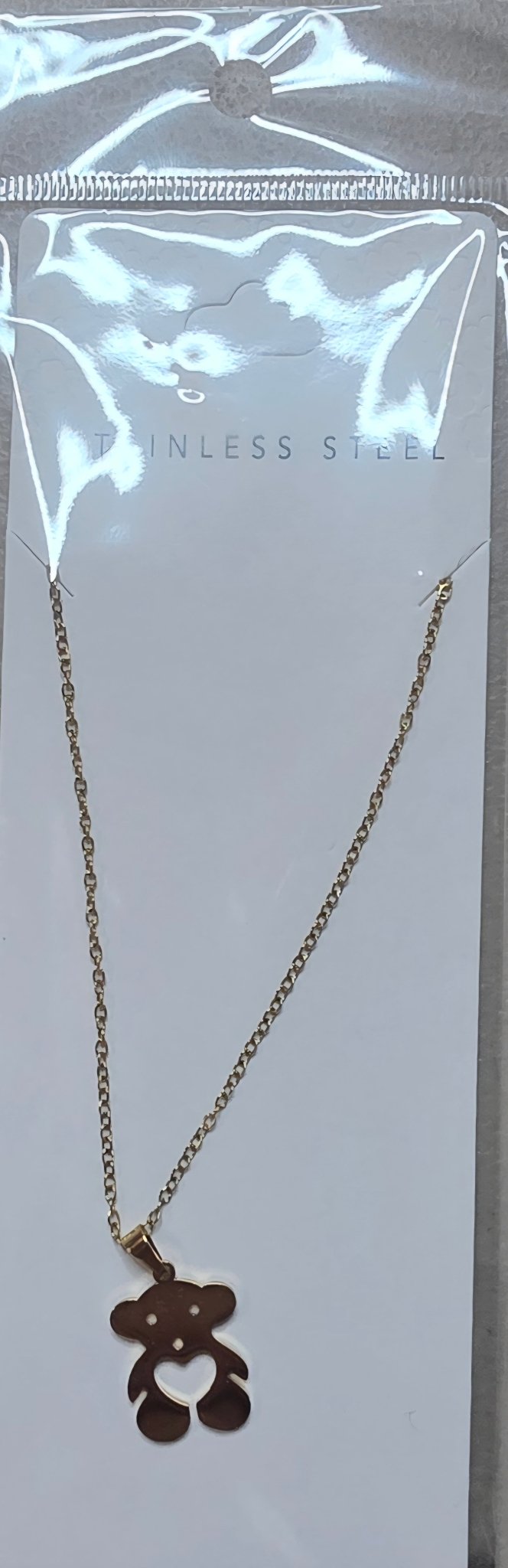 Stainless Steel Bear Charm Necklace – Gold & Silver - Angelique Boutique