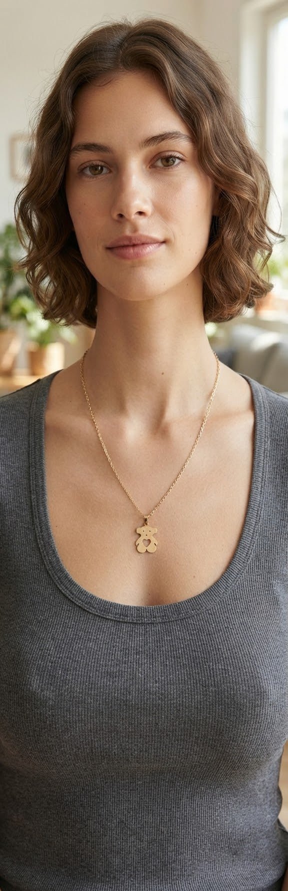 Stainless Steel Bear Charm Necklace – Gold & Silver - Angelique Boutique
