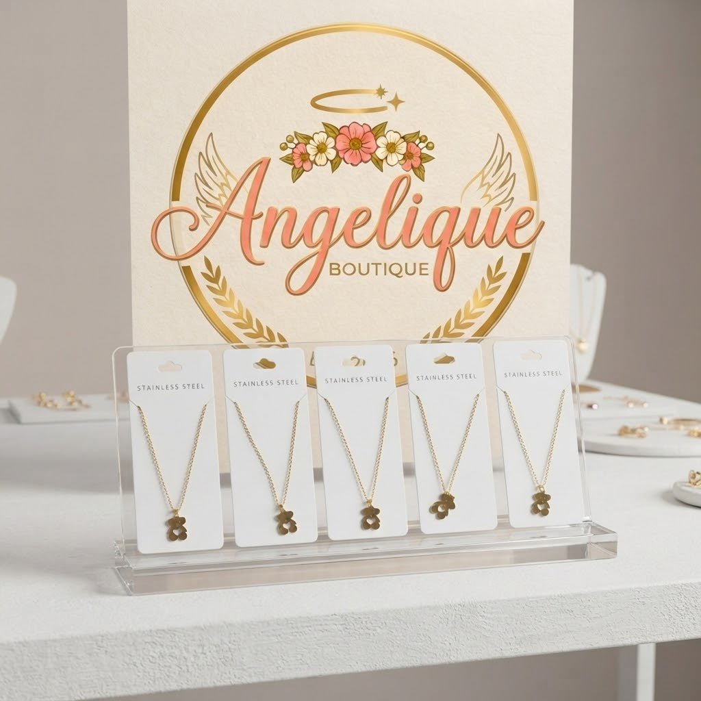 Stainless Steel Bear Charm Necklace – Gold & Silver - Angelique Boutique