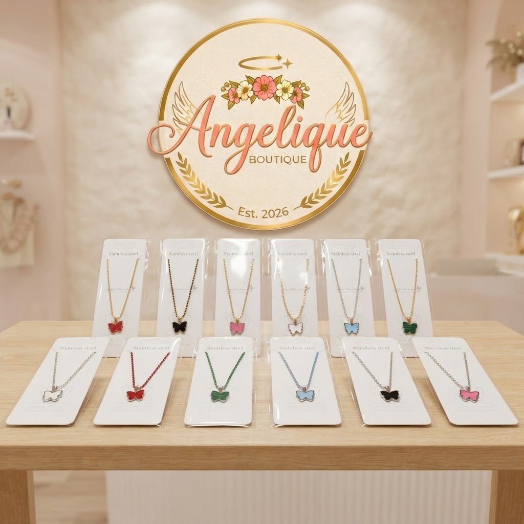 Stainless Steel Butterfly Necklace – 10 Colors Available - Angelique Boutique