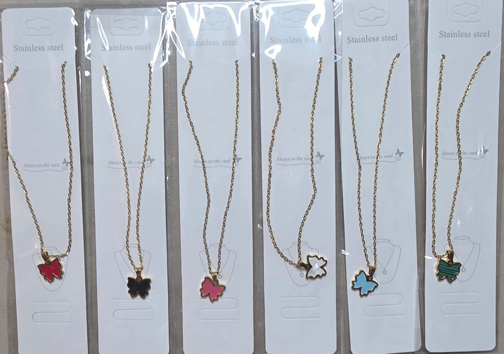 Stainless Steel Butterfly Necklace – 10 Colors Available - Angelique Boutique