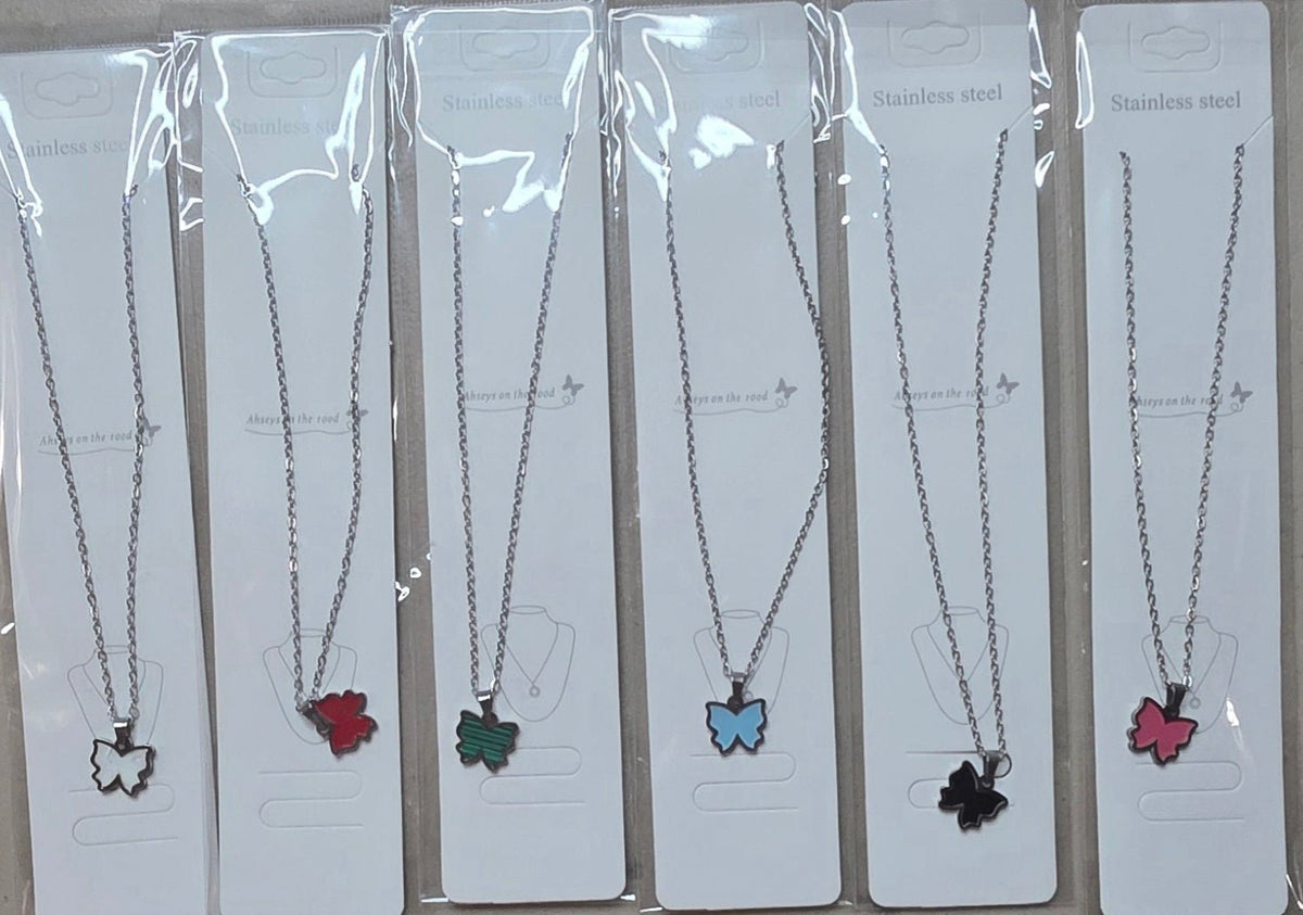 Stainless Steel Butterfly Necklace – 10 Colors Available - Angelique Boutique