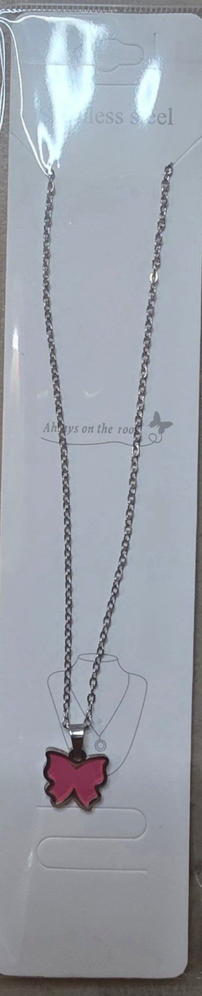 Stainless Steel Butterfly Necklace – 10 Colors Available - Angelique Boutique