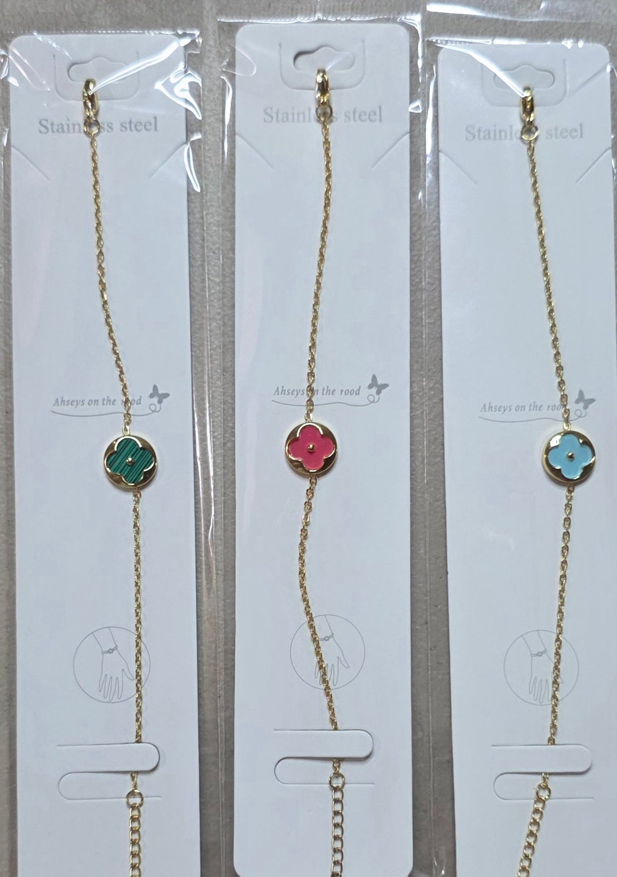 Stainless Steel Clover Charm Bracelet | 9 Colors - Angelique Boutique