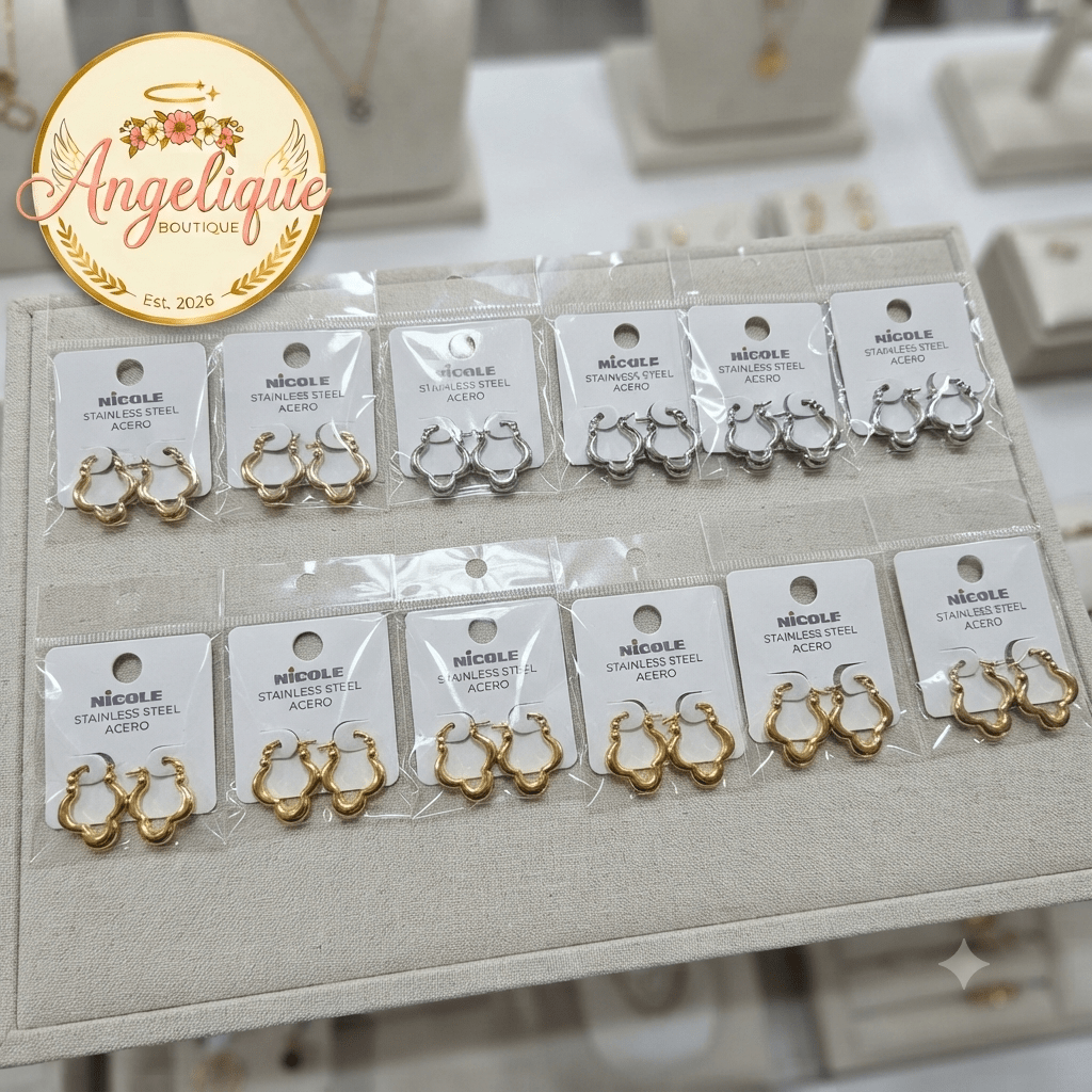 Stainless Steel Clover Hoop Earrings for Women – Gold & Silver - Angelique Boutique