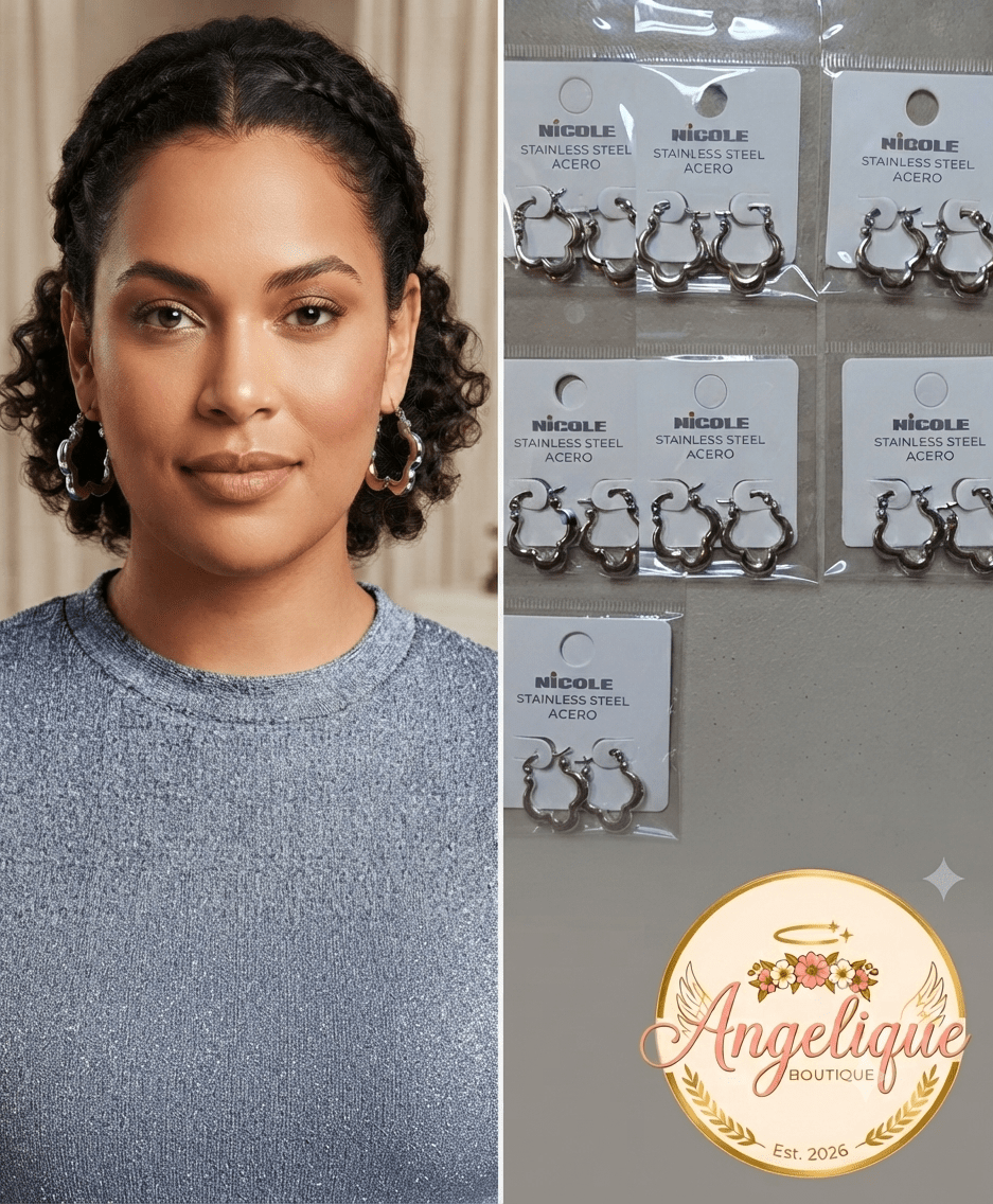 Stainless Steel Clover Hoop Earrings for Women – Gold & Silver - Angelique Boutique