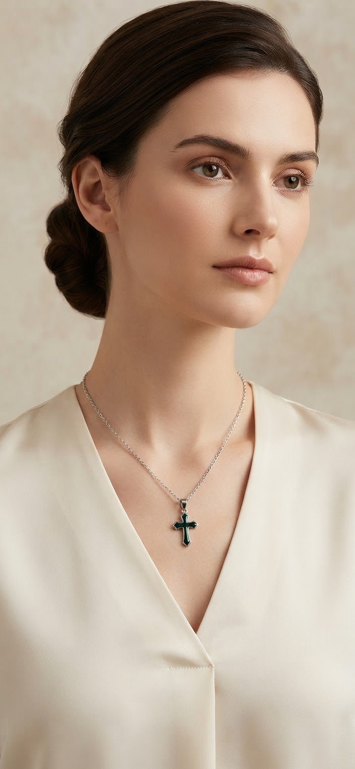 Stainless Steel Cross Necklace – Gold & Silver | Red Green Pink Black White Blue - Angelique Boutique
