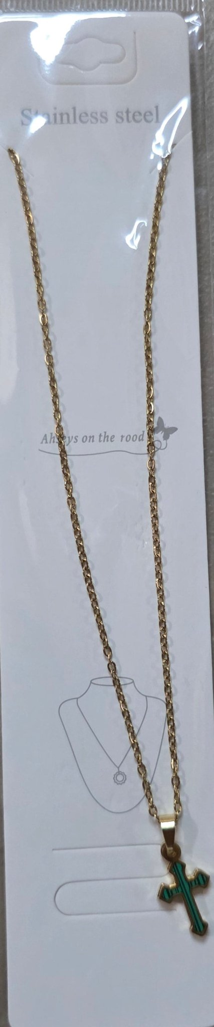 Stainless Steel Cross Necklace – Gold & Silver | Red Green Pink Black White Blue - Angelique Boutique