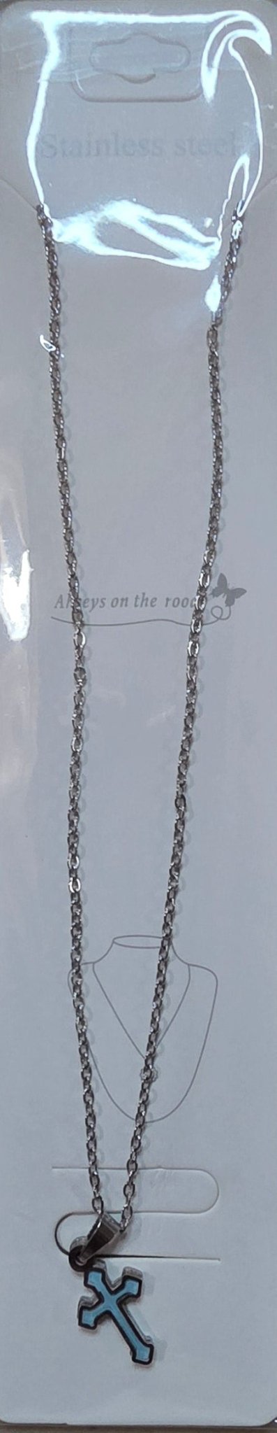 Stainless Steel Cross Necklace – Gold & Silver | Red Green Pink Black White Blue - Angelique Boutique