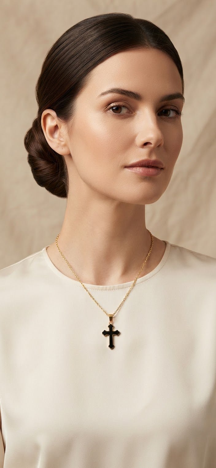 Stainless Steel Cross Necklace – Gold & Silver | Red Green Pink Black White Blue - Angelique Boutique