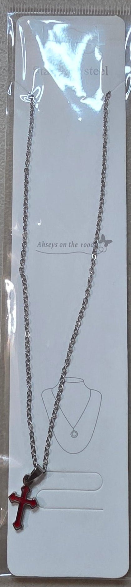 Stainless Steel Cross Necklace – Gold & Silver | Red Green Pink Black White Blue - Angelique Boutique