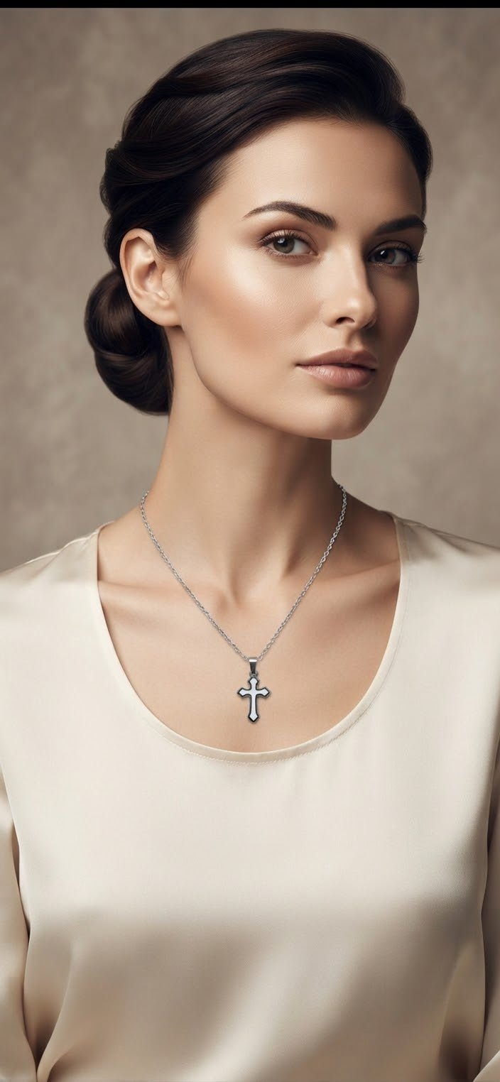Stainless Steel Cross Necklace – Gold & Silver | Red Green Pink Black White Blue - Angelique Boutique