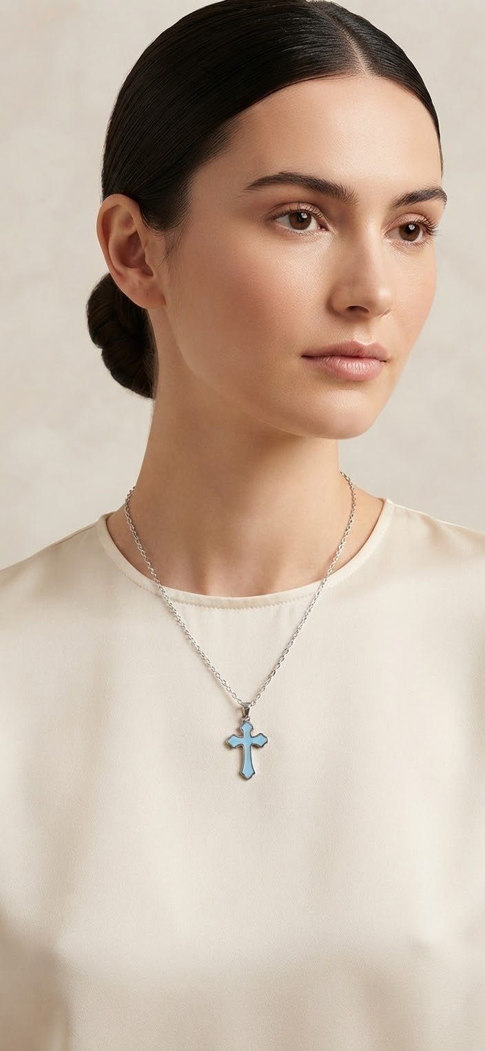 Stainless Steel Cross Necklace – Gold & Silver | Red Green Pink Black White Blue - Angelique Boutique