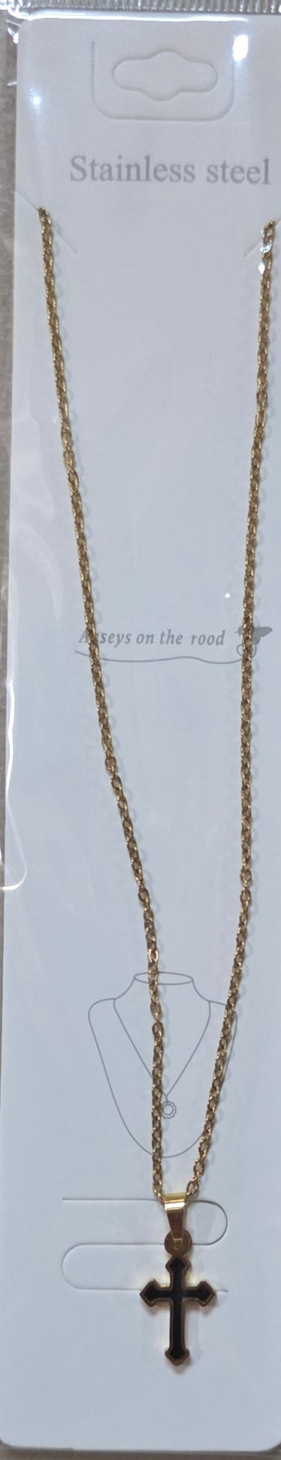 Stainless Steel Cross Necklace – Gold & Silver | Red Green Pink Black White Blue - Angelique Boutique