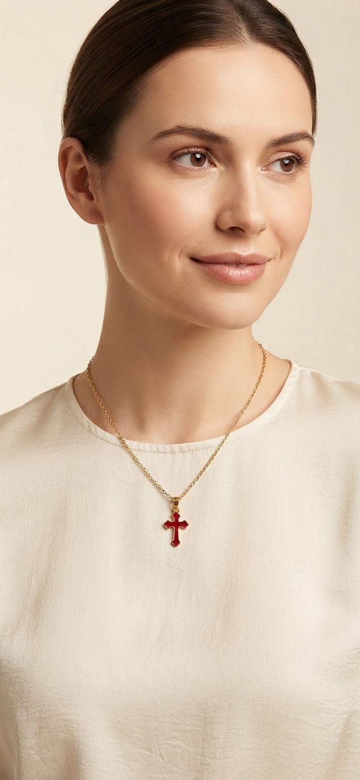 Stainless Steel Cross Necklace – Gold & Silver | Red Green Pink Black White Blue - Angelique Boutique