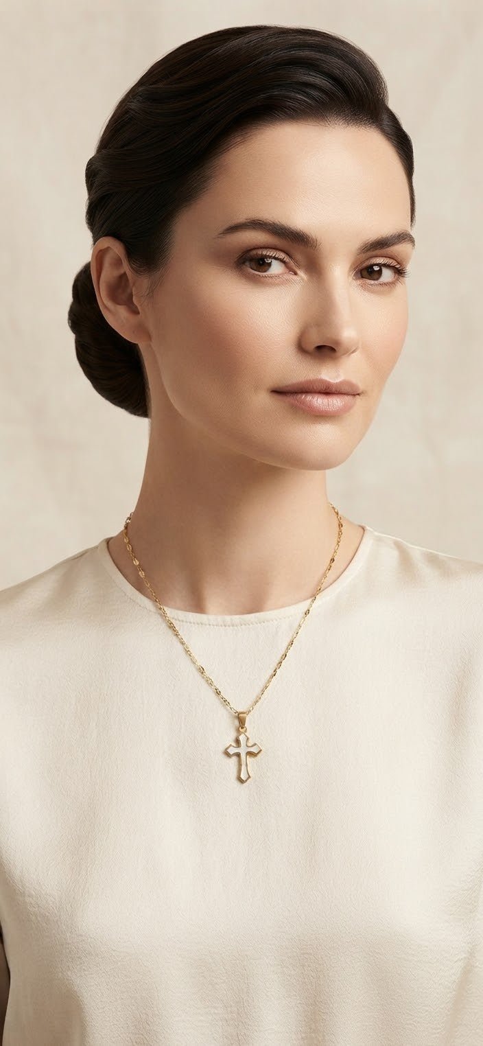 Stainless Steel Cross Necklace – Gold & Silver | Red Green Pink Black White Blue - Angelique Boutique
